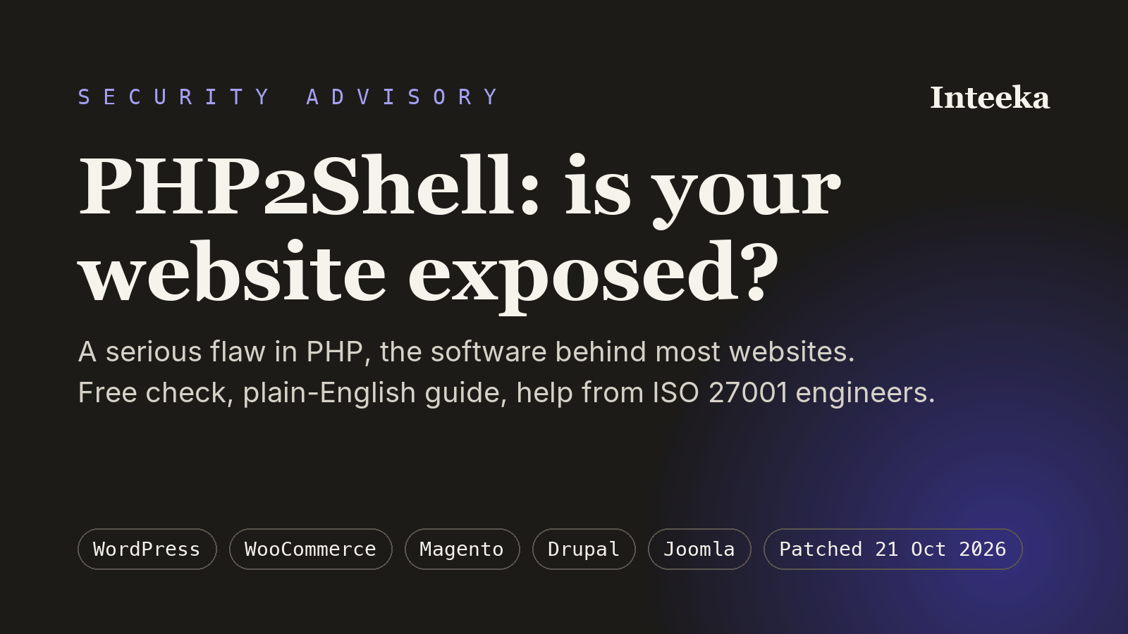 PHP2Shell: a serious flaw in PHP, the software behind most websites. Is yours exposed?